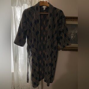 Vintage Dior Navy and Tan Patterned Robe